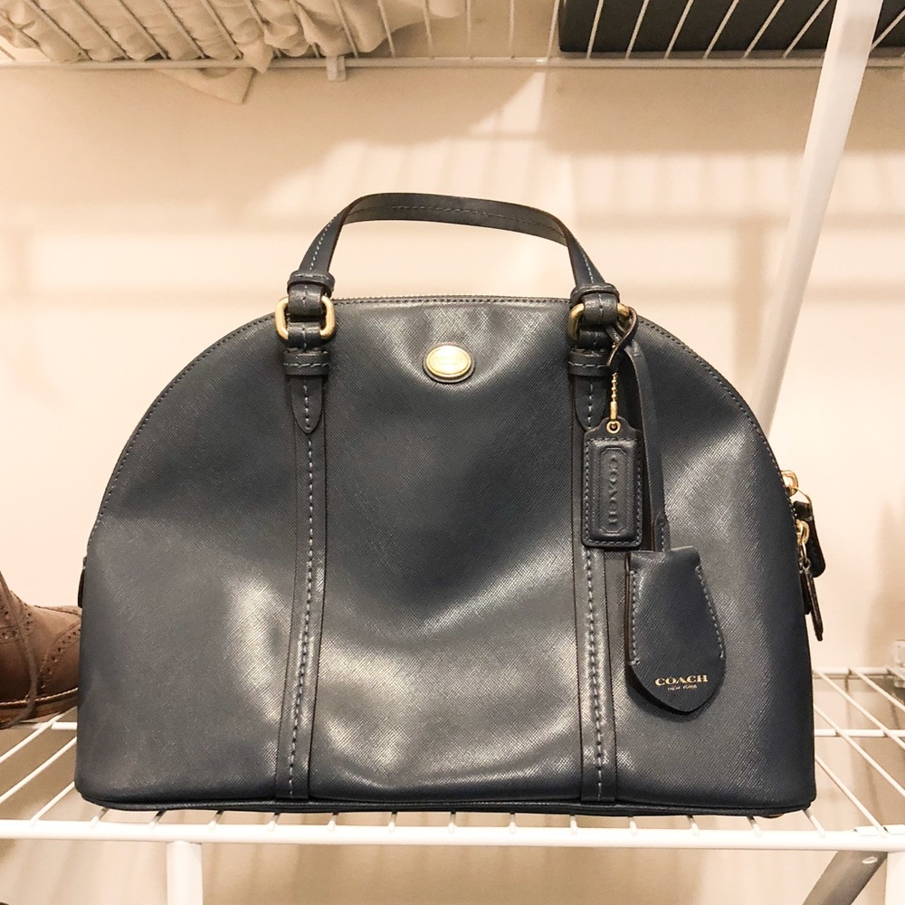 Coach handbag. Navy with should strap option.